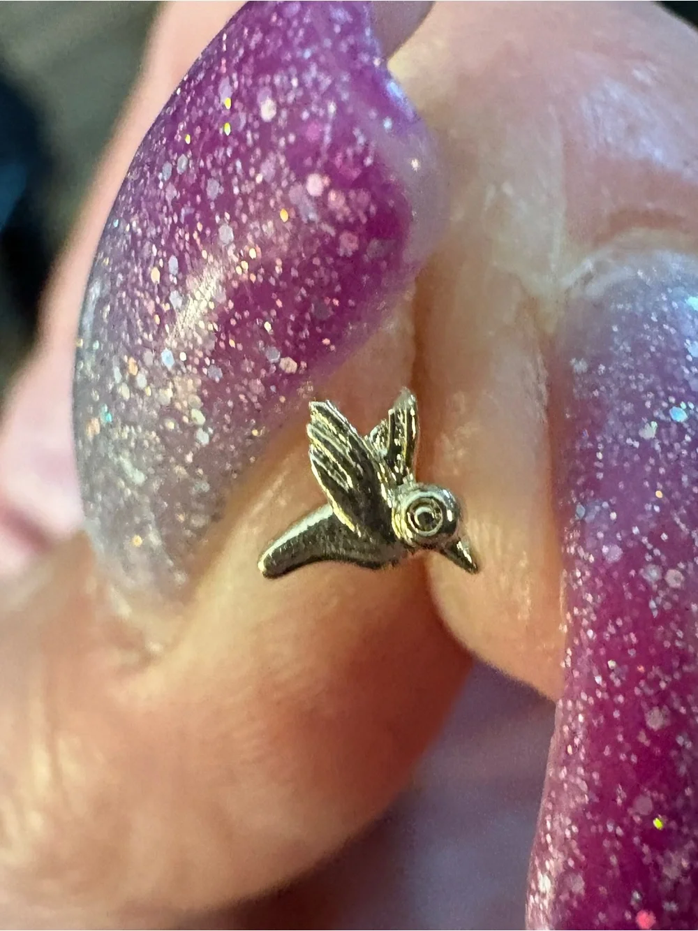 Nose Ring- hummingbird  20G Nose Ring Stud Screw 316L Stainless Steel Gold Tone